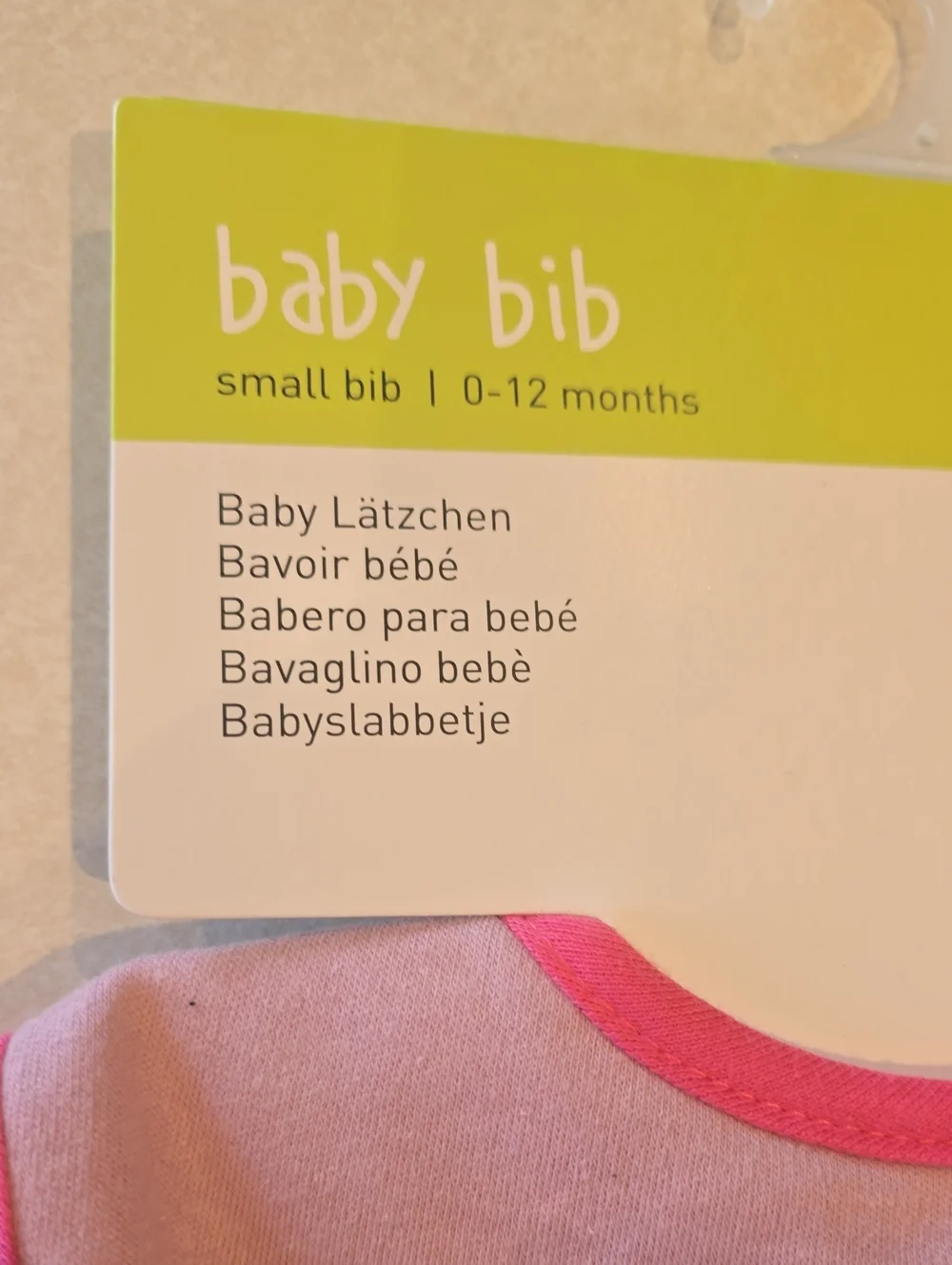 Pink Elephant Baby Bib 0-12 Months